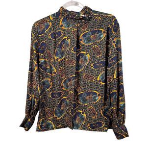 Vintage Pendleton Petites Equestrian Horsebit Long Sleeve Blouse Size 4